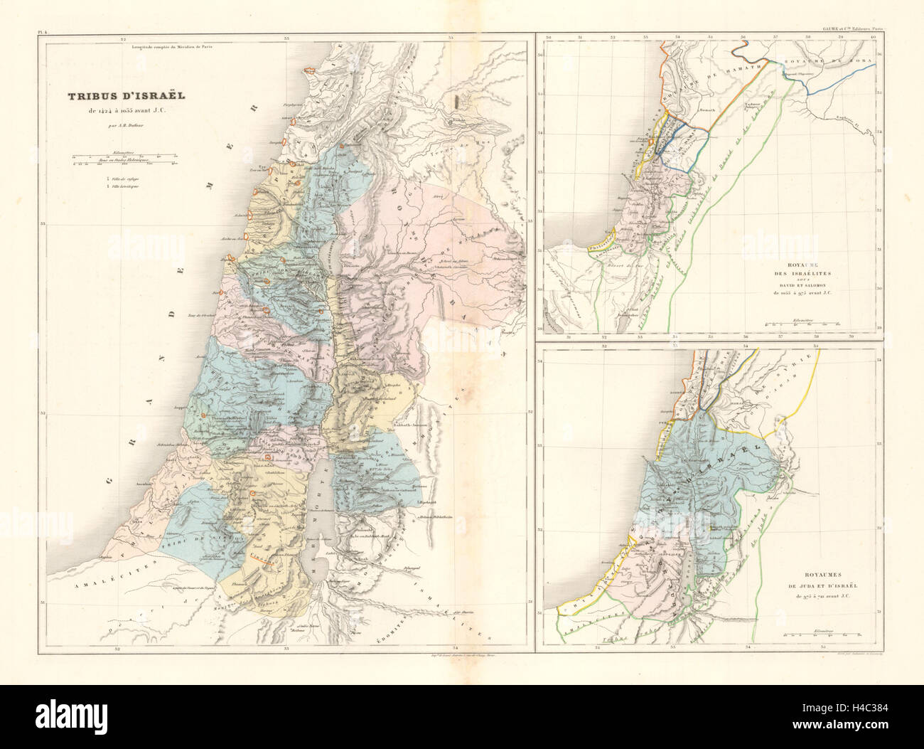 Tribus d'Israël/Royaume des Israélites, &c. DUFOUR. 12 tribus d'Israël c1840 la carte Banque D'Images