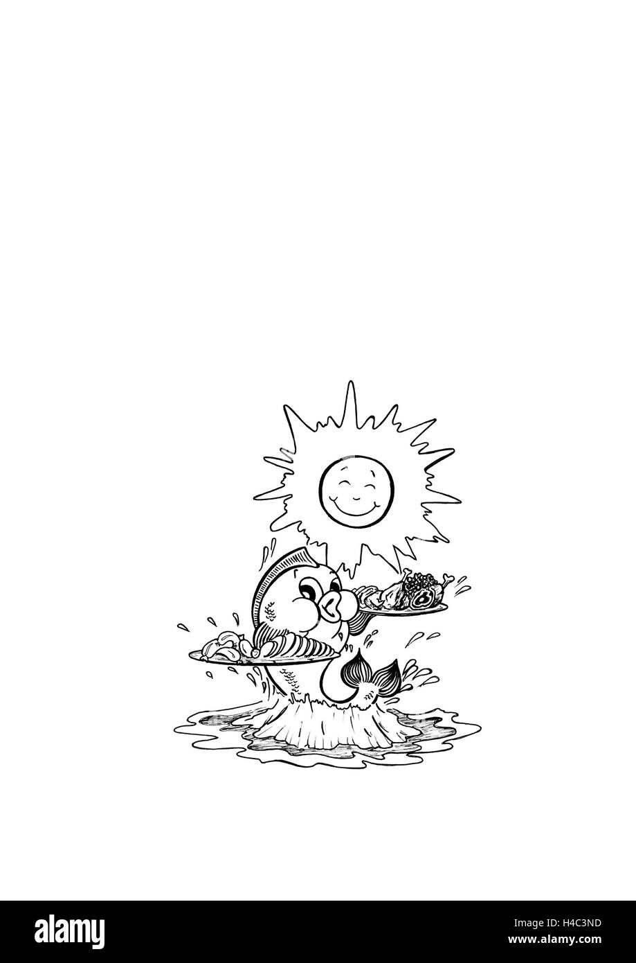 Pike servant et le soleil en riant Banque D'Images