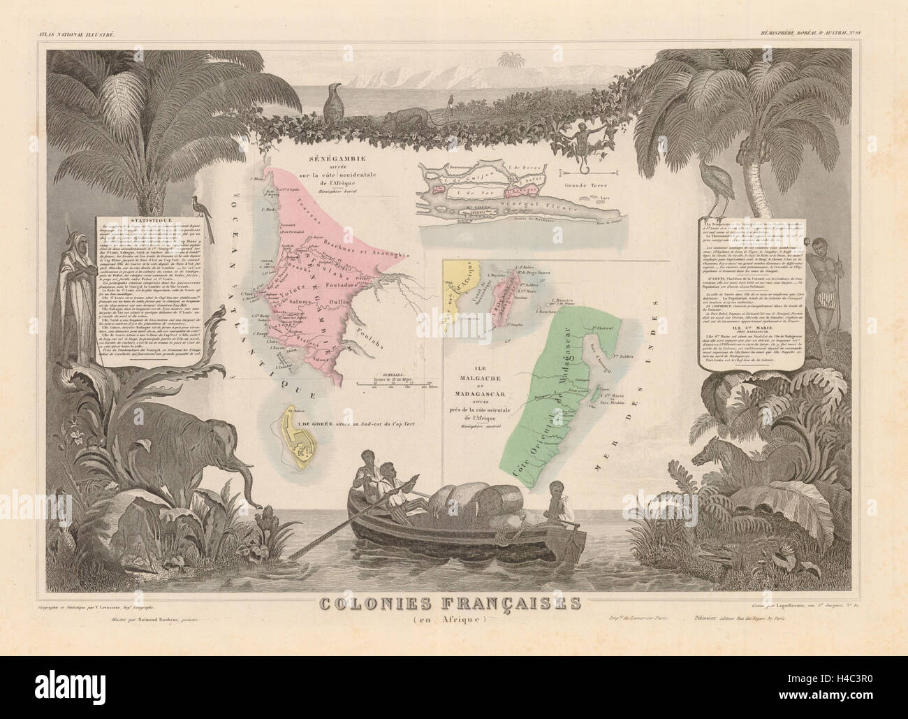COLONIES françaises en Afrique. Afrique Sénégal Madagascar. LEVASSEUR ...