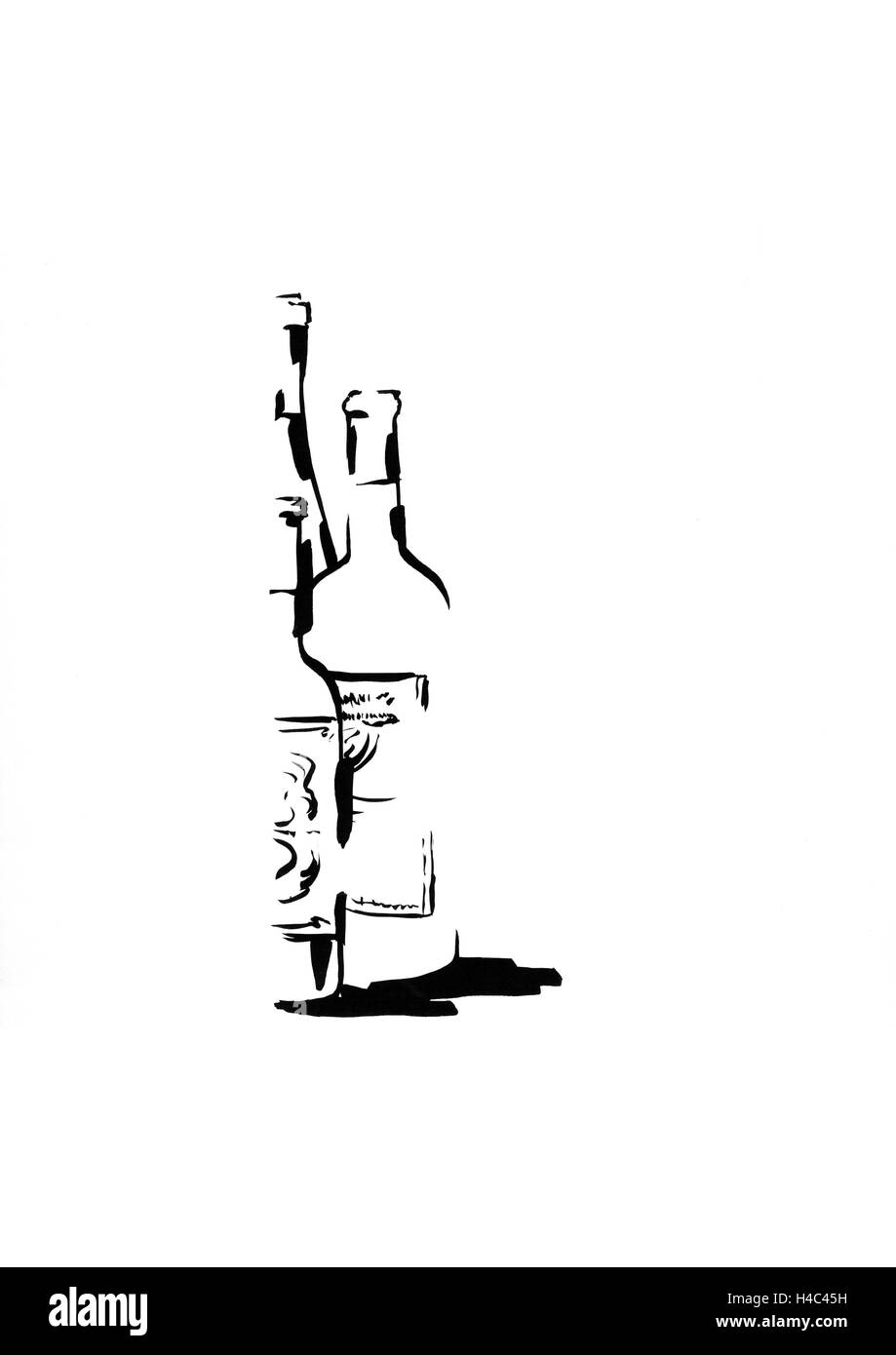 Carte des menus avec des bouteilles de vin sobre Banque D'Images