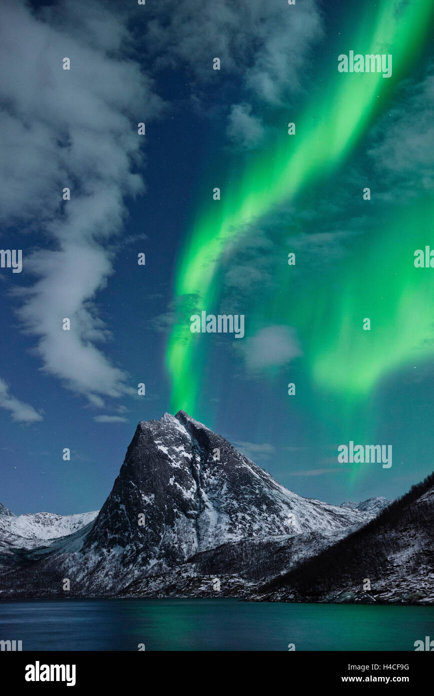 La Norvège, Senja, island, Rodsand, Aurora, Borealis, aurores boréales, Banque D'Images