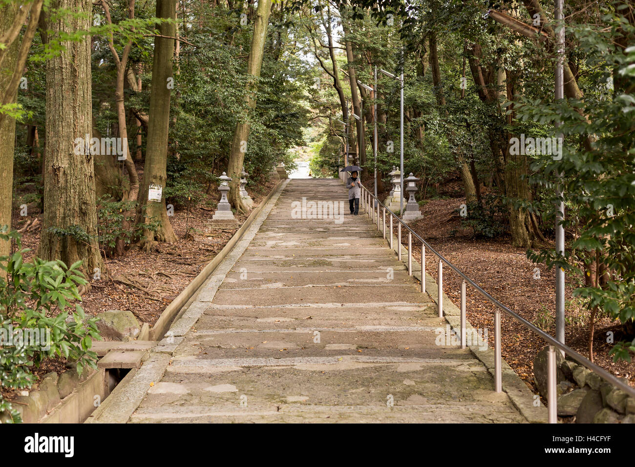 L'escalier menant à un temple. Kyoto, Japon. Banque D'Images
