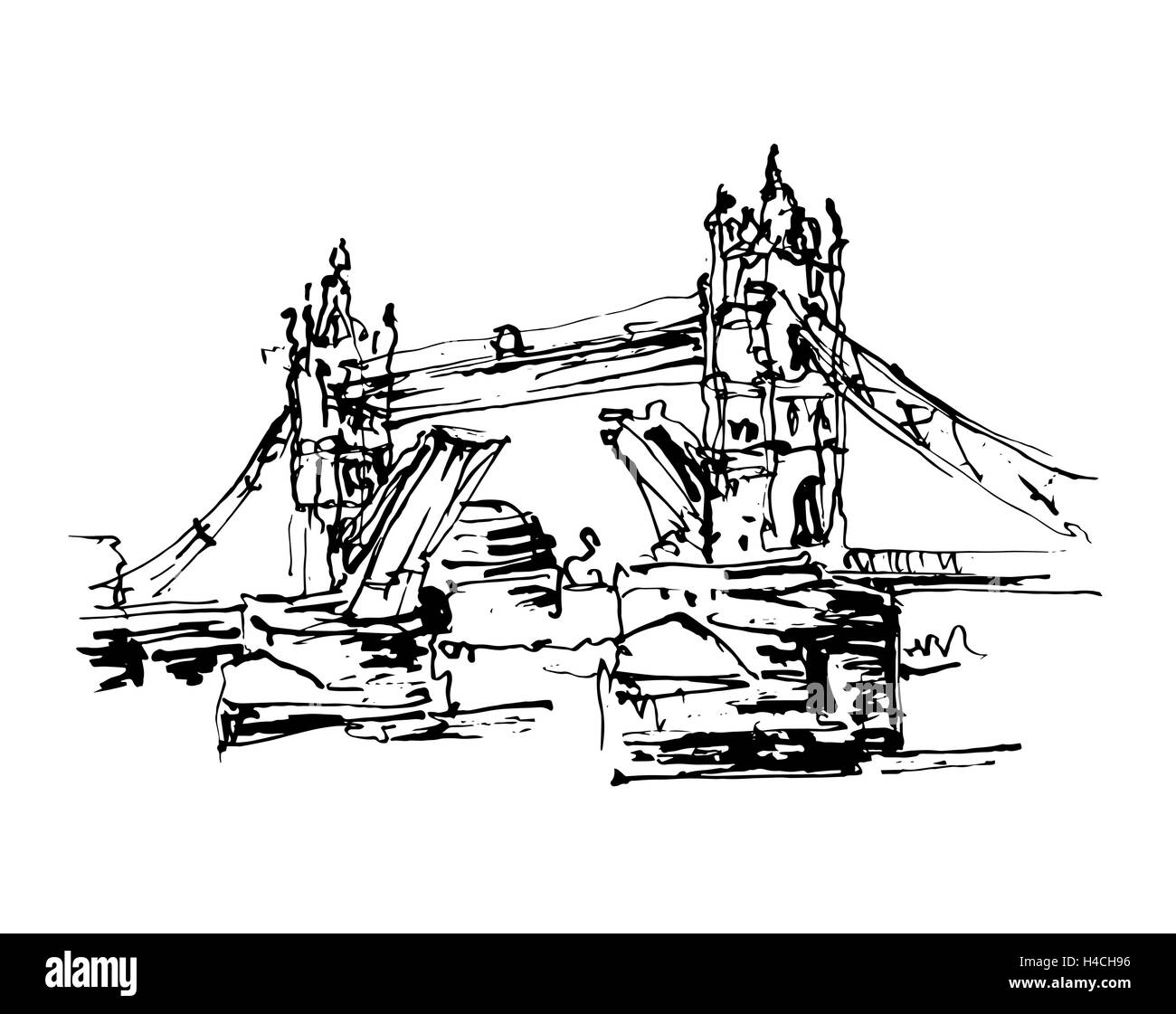 Dessin crayonné noir et blanc vector illustration of London t0 Illustration de Vecteur