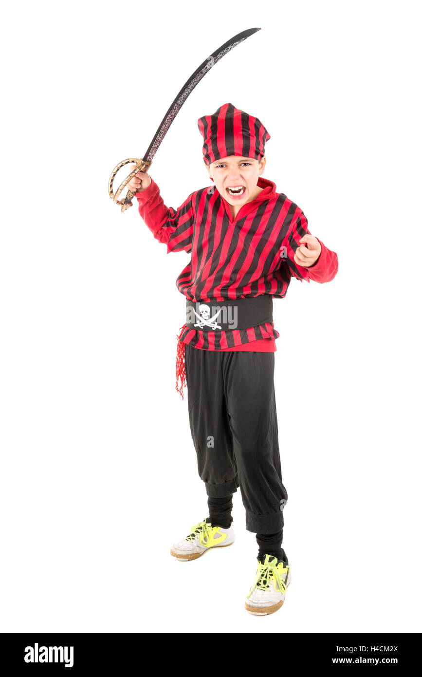 Jeune garçon en costume de pirate pour Halloween Banque D'Images