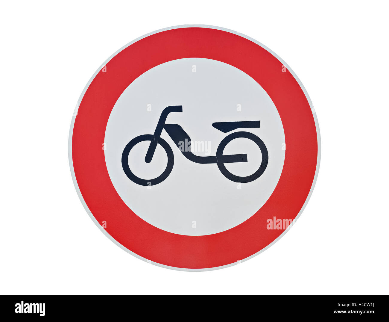 Signe de la circulation de la rue pour les motos isolé sur fond blanc Banque D'Images