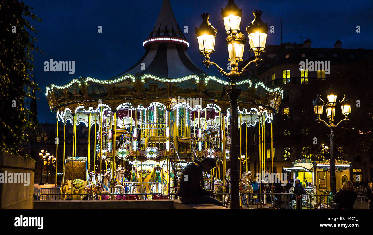 Europe, France, Paris, Carrousel à l'Hôtel de Ville Banque D'Images