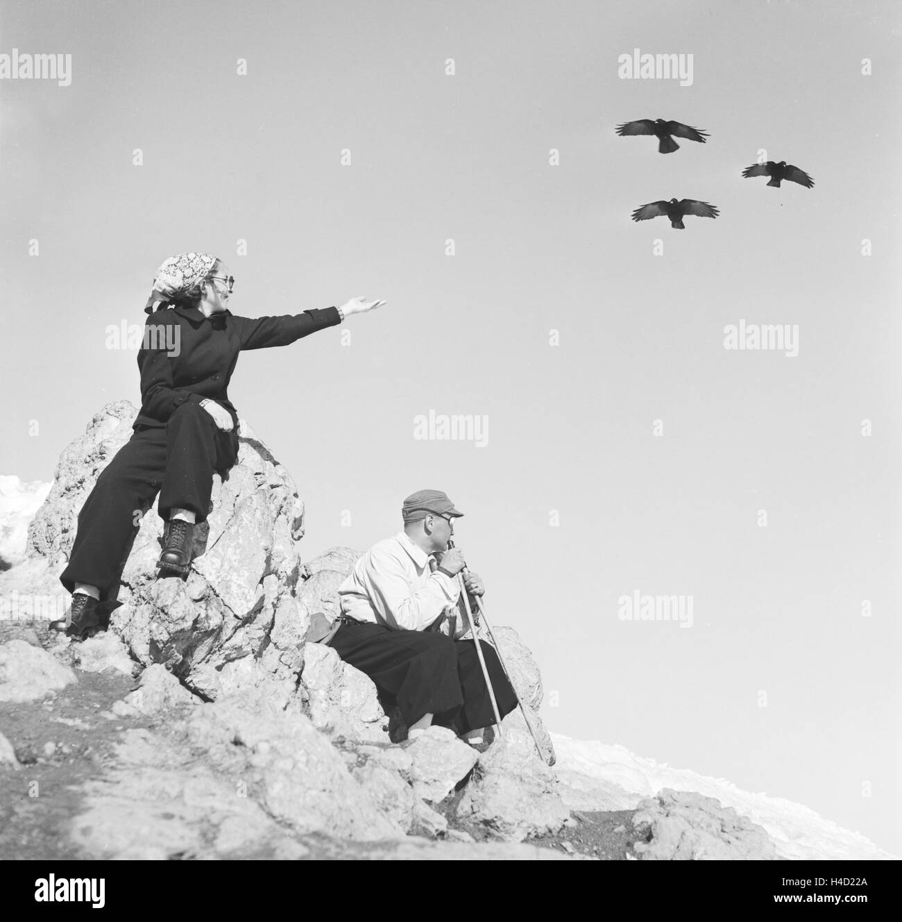 Ein Ausflug à ein Skigebiet in Bayern, Deutsches Reich 1930er Jahre. Un voyage d'une région de ski en Bavière, Allemagne, 1930. Banque D'Images