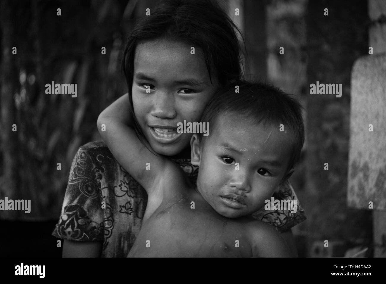 Frères et sœurs au Cambodge, Siem Reap Banque D'Images