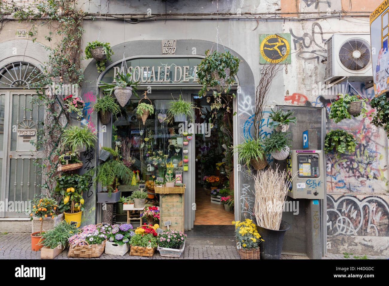 Le magasin de fleurs, Naples, Italie, Kampanien, Banque D'Images