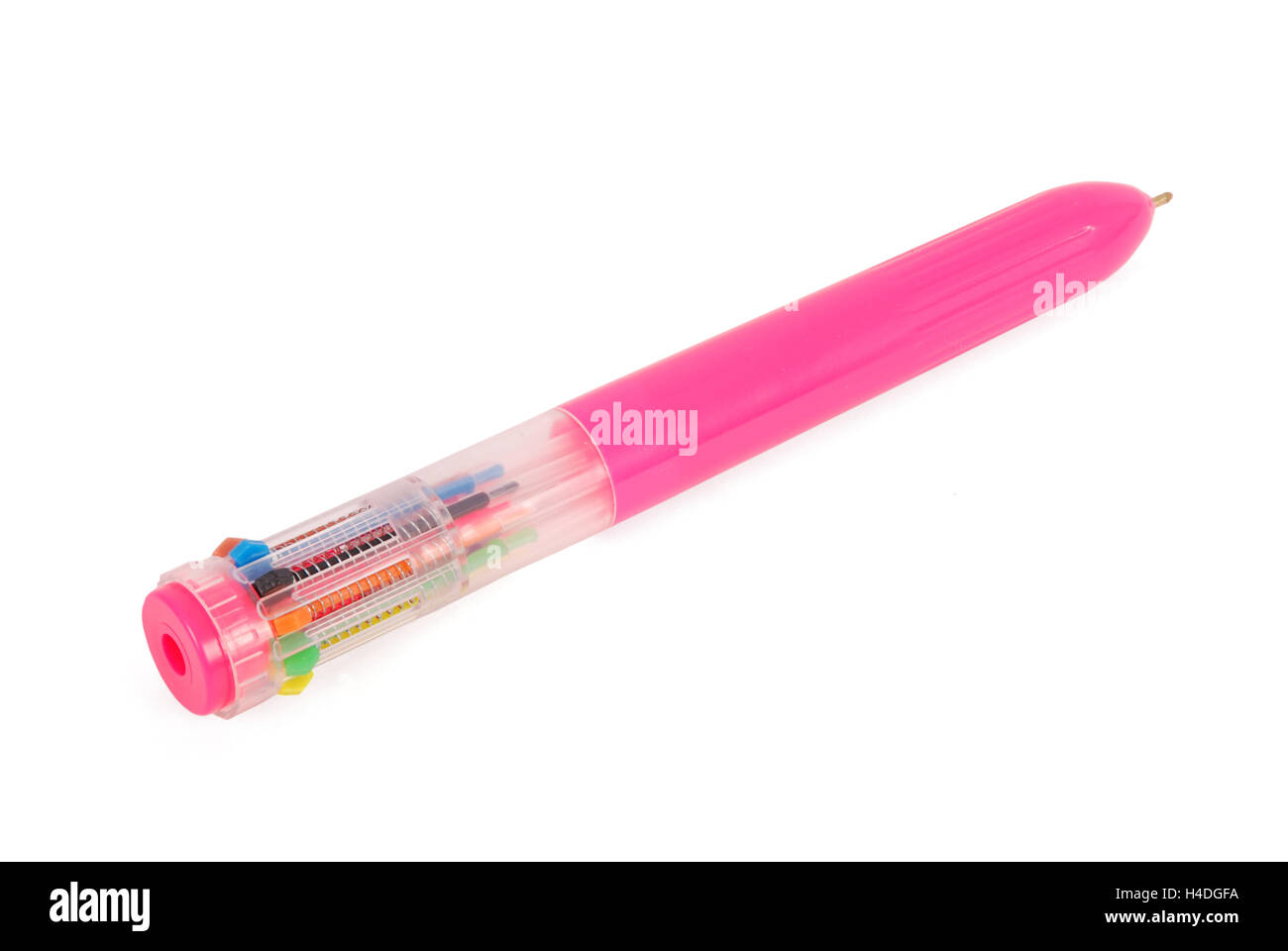 Stylo coloré fond blanc avec ombre douce libre with clipping path Banque D'Images