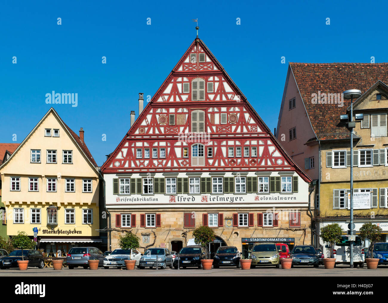 Allemagne, Bade-Wurtemberg, Esslingen sur le Neckar, ville d'informations dans l'ancien pressoir de l'hôpital l'hôpital Katharinen pièce Bürge, le plus puissant dans l'Haus Markt'latz avec pignon à colombage, Kielmeyerhaus appelé, Banque D'Images