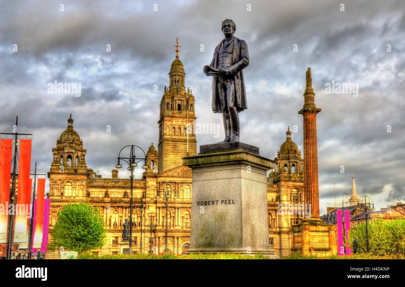 Statue de Robert Peel à Glasgow - Ecosse Banque D'Images