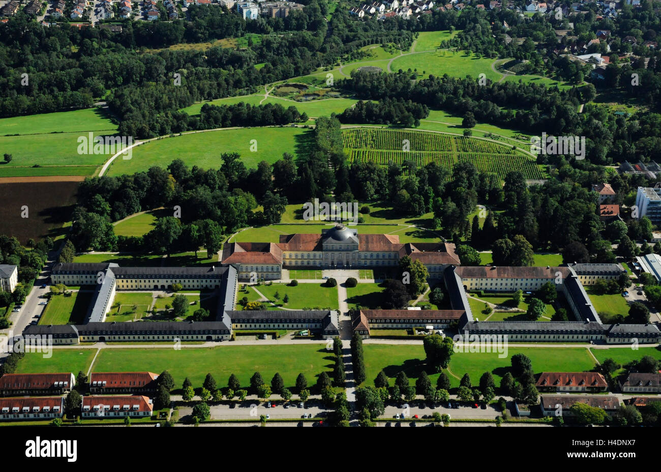 Photo aérienne du château, maison haute, Stuttgart, Bade-Wurtemberg, Allemagne Banque D'Images
