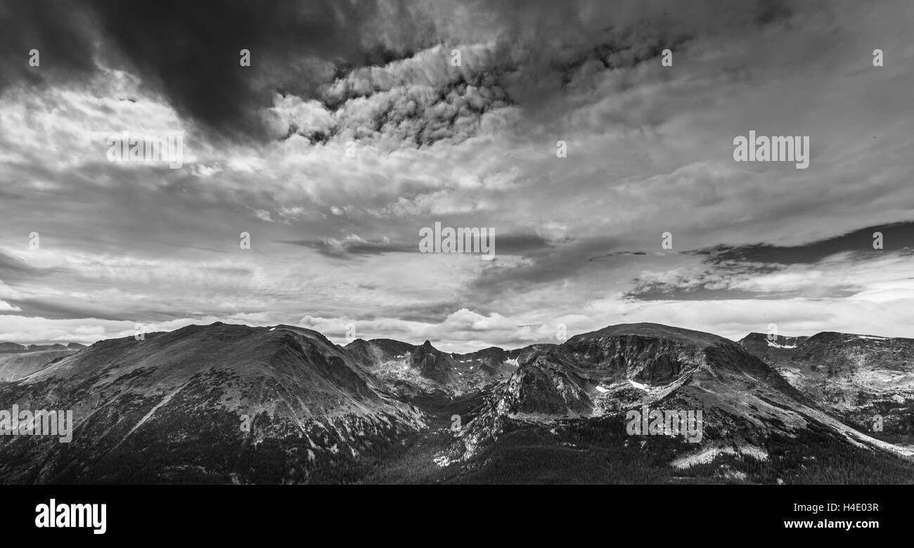 Paysages des Rocheuses, le Parc National de Yellowstone, Grand Tetons en noir et blanc Banque D'Images