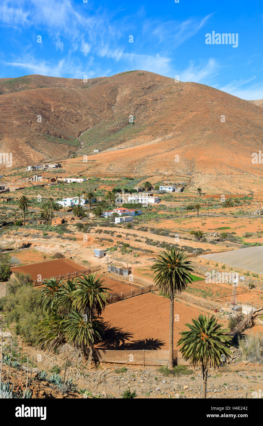 Village de montagne près de Corralejo, Fuerteventura, Îles Canaries, Espagne Banque D'Images