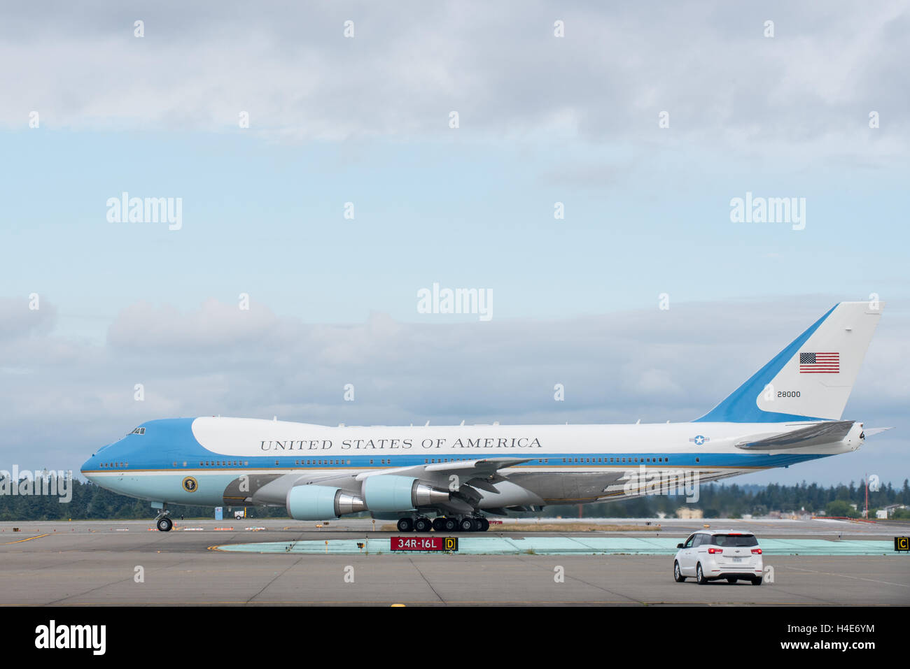 Air Force One attendent le président américain Barack Obama à SeaTac Airport de Seattle, WA 25 Juin 2016 Banque D'Images