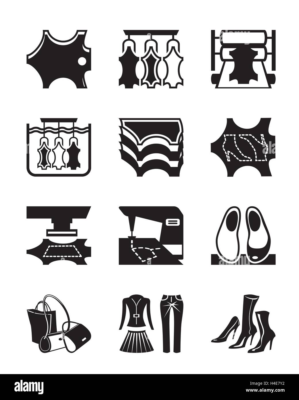 La production de vêtements et chaussures en cuir - vector illustration Illustration de Vecteur