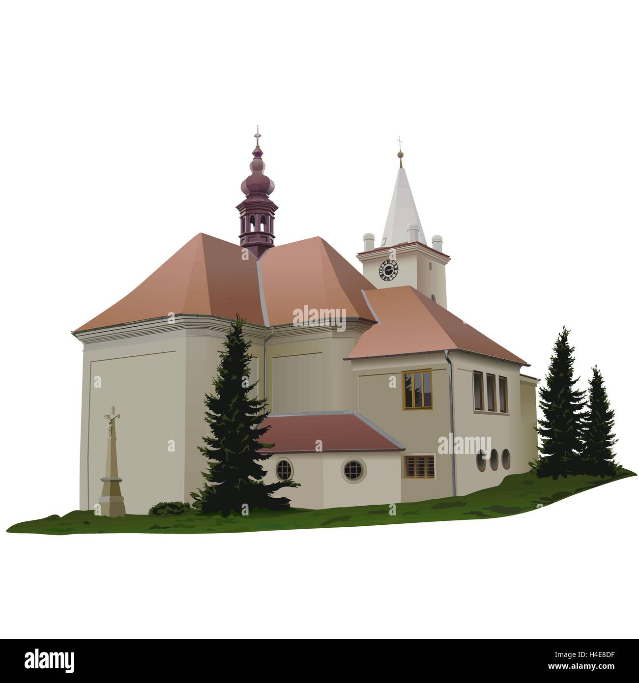 Église en briques Illustration de Vecteur