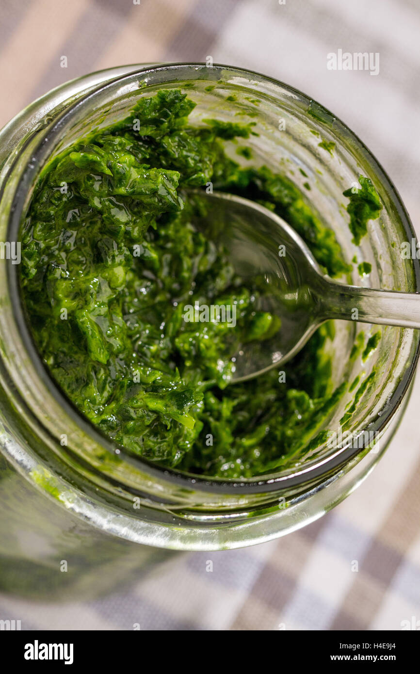 Pesto à l'ail sauvage Banque D'Images