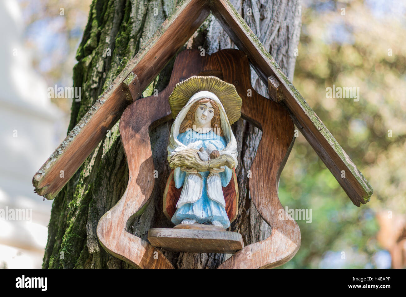 St Mary en bois de culte, Naleczow, Pologne Banque D'Images