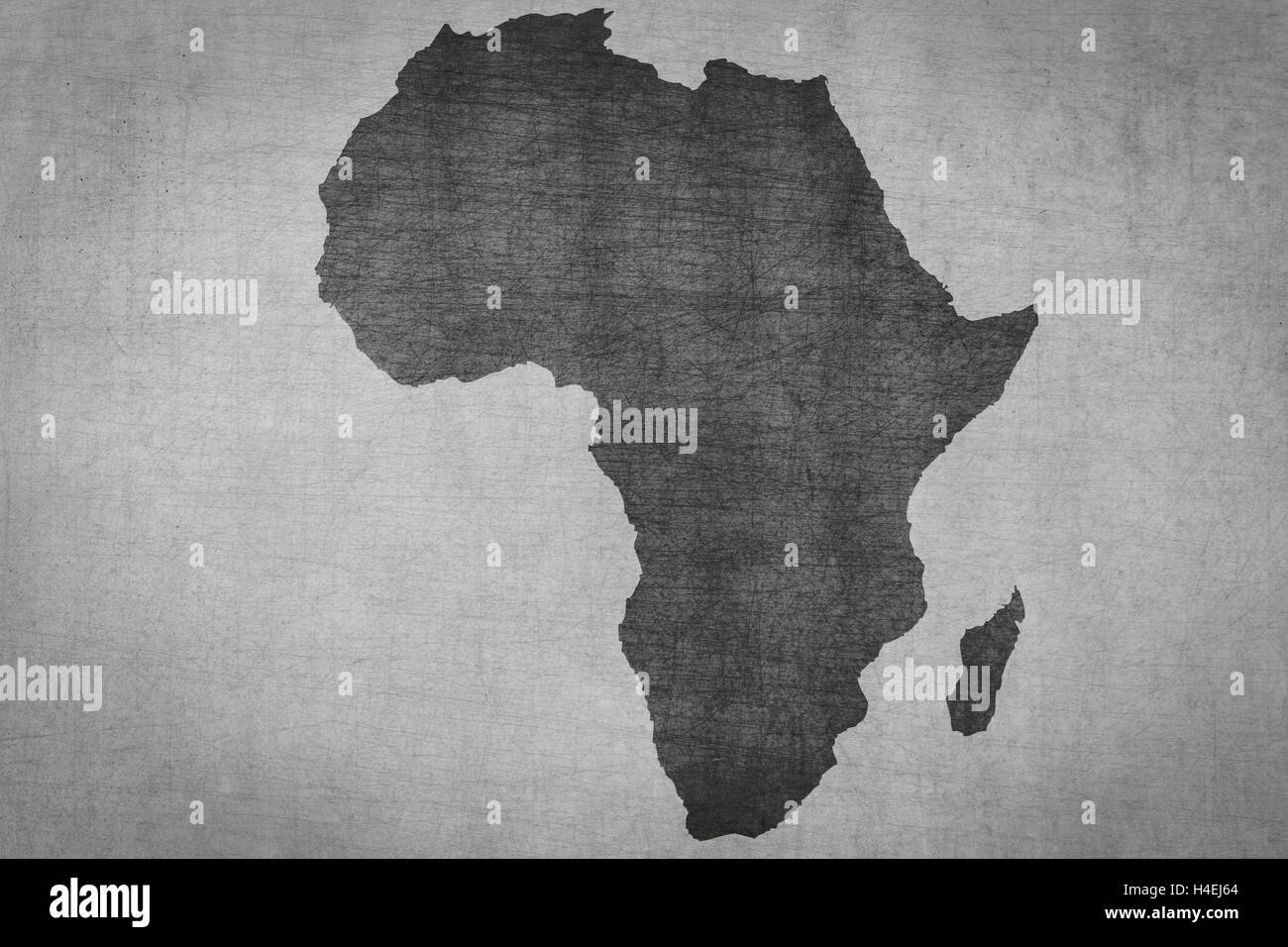 Carte de l'Afrique sur fond texturé vintage - silhouette continent Banque D'Images
