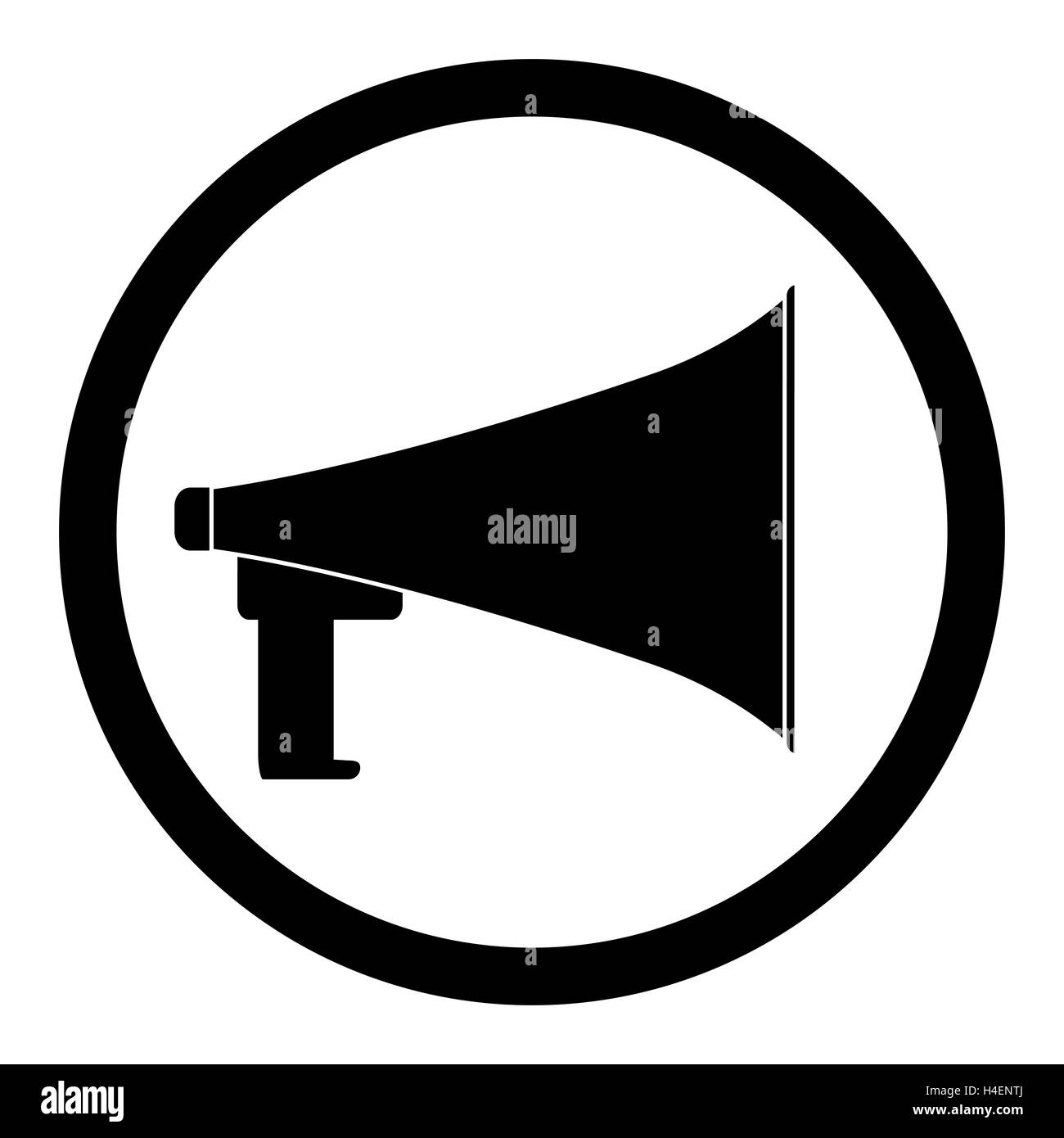 Haut-parleur icône noire. Mégaphone et le président, l'amplificateur et le haut-parleur isolée. Vector illustration Banque D'Images