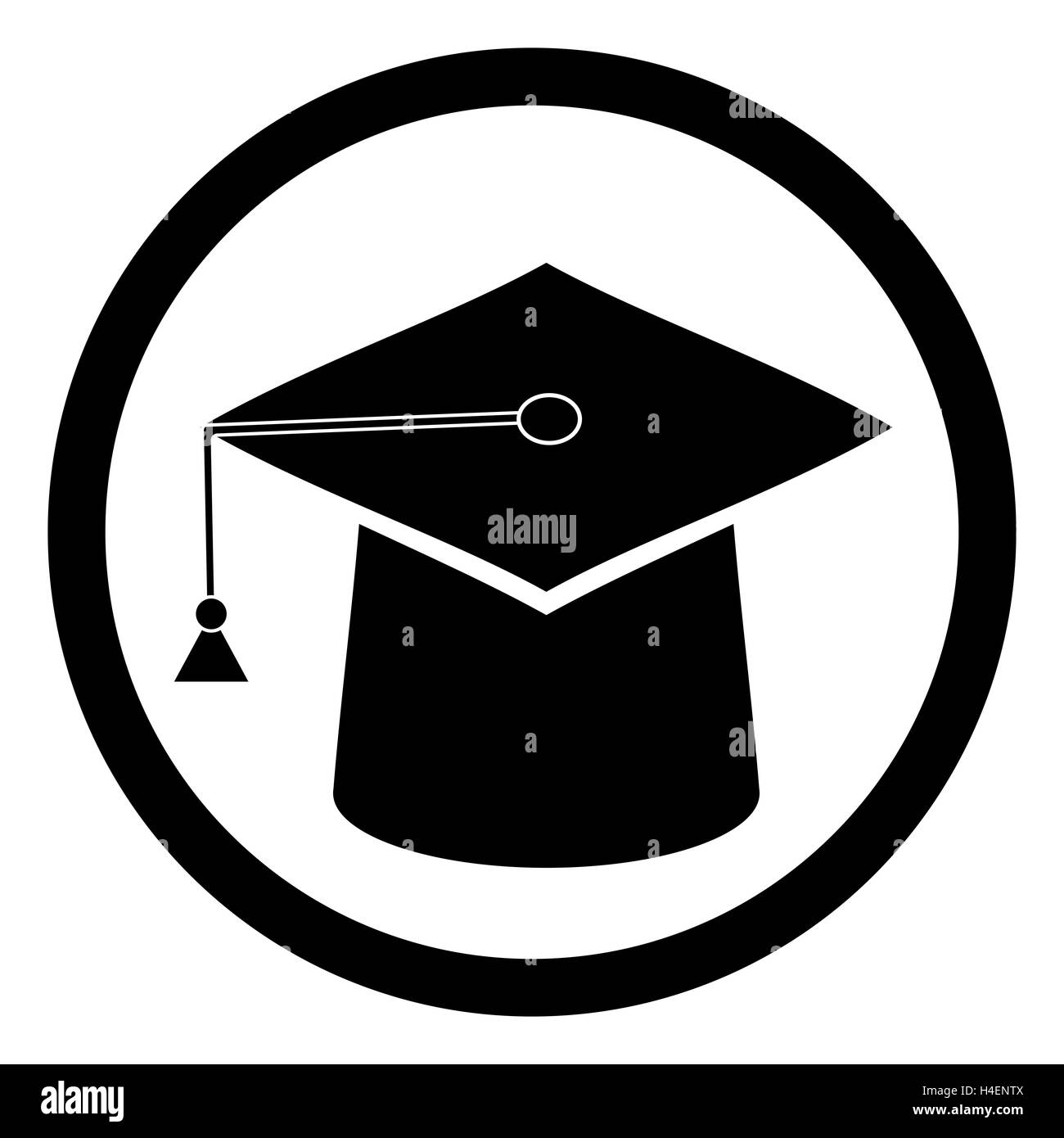 L'éducation hat noir blanc. Graduation hat et l'éducation, l'icône de la boîte. Vector illustration Banque D'Images