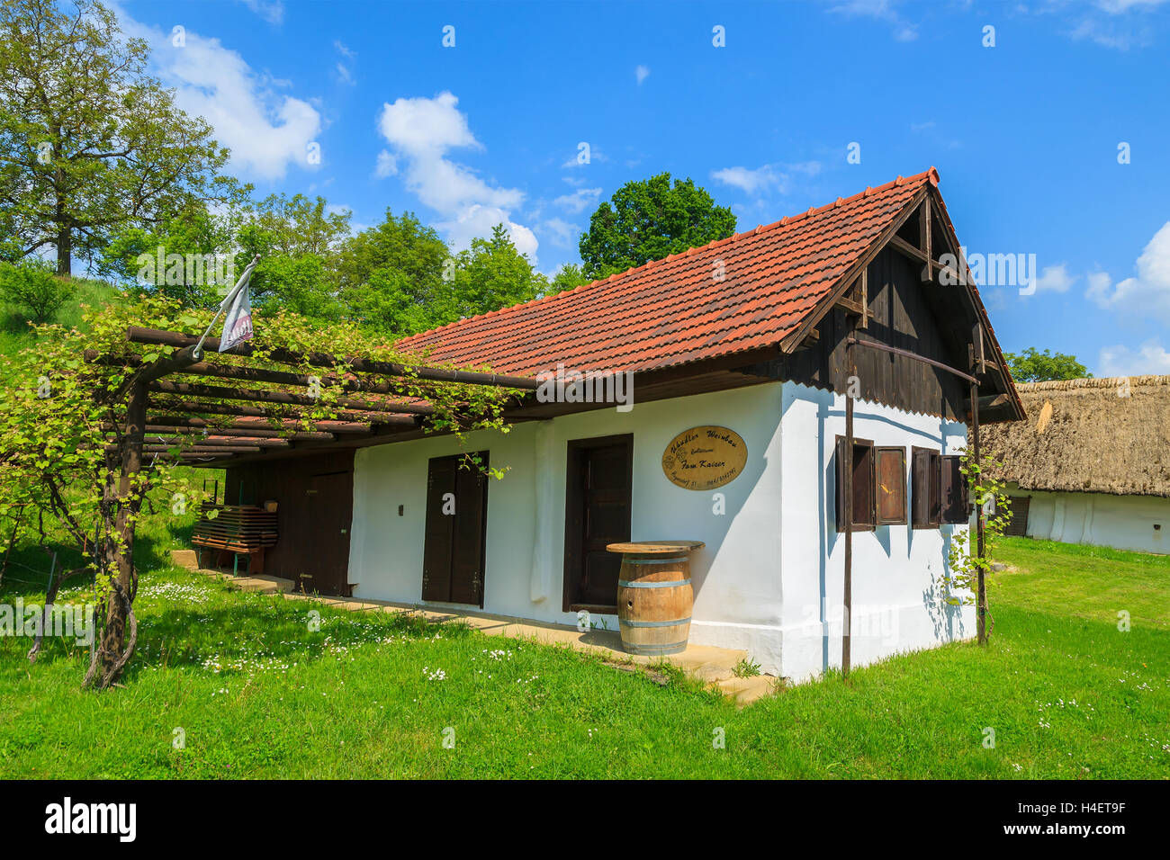 Cottage traditionnel de maisons dans la région de Burgenland de vinification, dans le sud de l'Autriche Banque D'Images