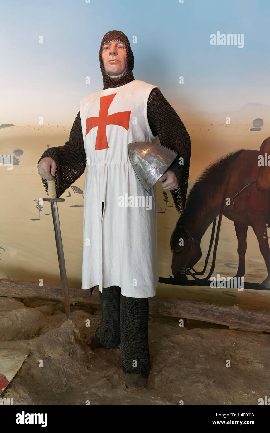 Crusader dans chain mail, figure dans le Musée de l'abbaye Abbaye de Coxyde, Koksijde, dix Duinen, Flandre occidentale, Belgique Banque D'Images