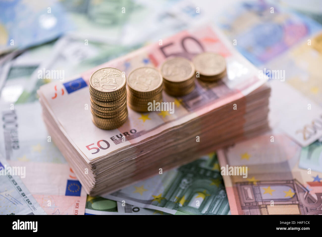 Pièces en euro concept close up Banque D'Images