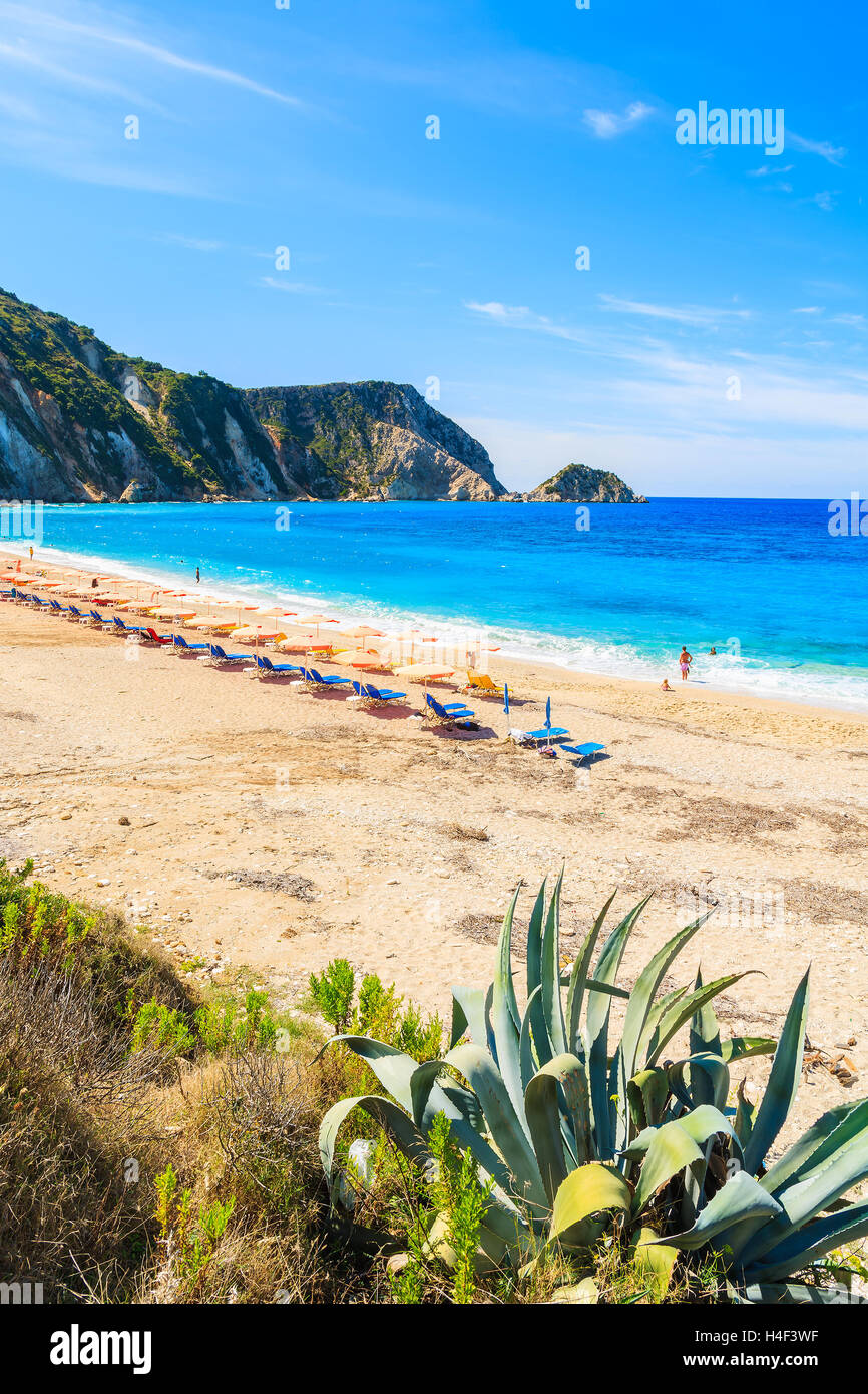 Belle vue sur la plage de Petani, l'île de Céphalonie, Grèce Banque D'Images