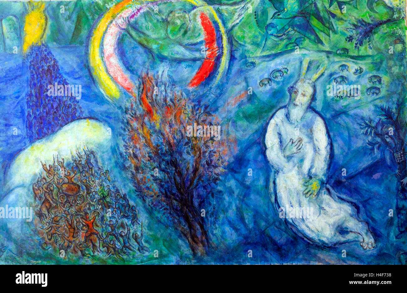 Moïse et le buisson ardent, musée Marc Chagall (Musée National Message Biblique Marc Chagall, Nice, Alpes Maritimes departemen Banque D'Images