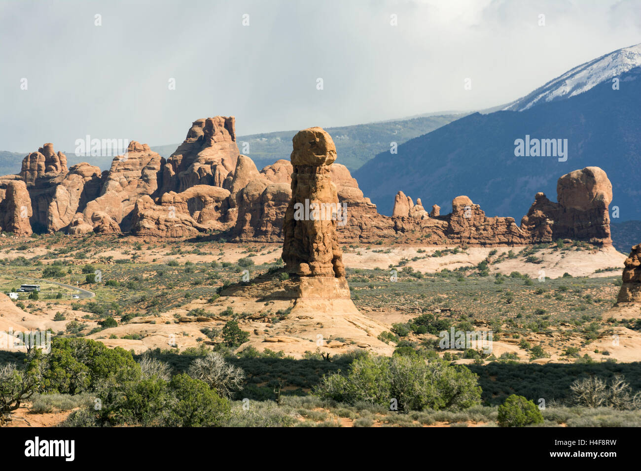 Arches National Park, Utah, paysage, Montagnes La Sal Banque D'Images