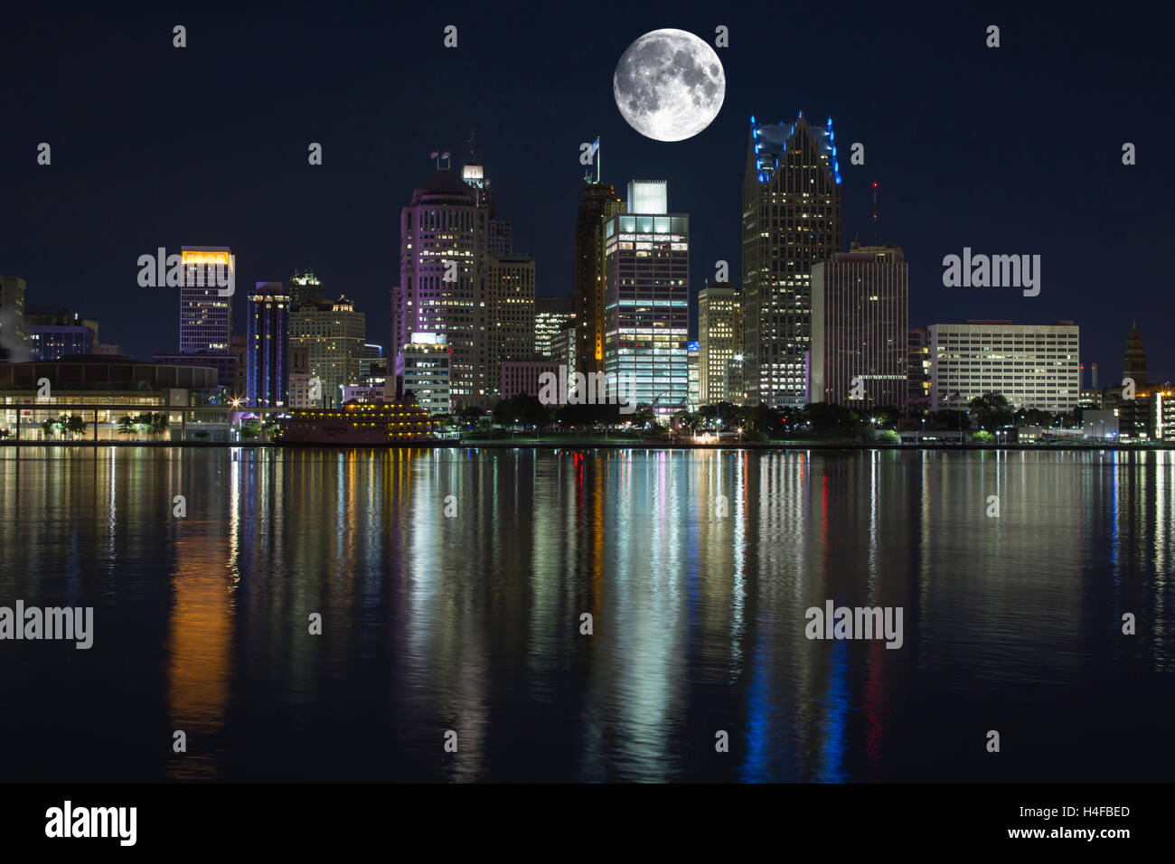 Le CENTRE-VILLE RIVIÈRE DETROIT DETROIT MICHIGAN USA Banque D'Images