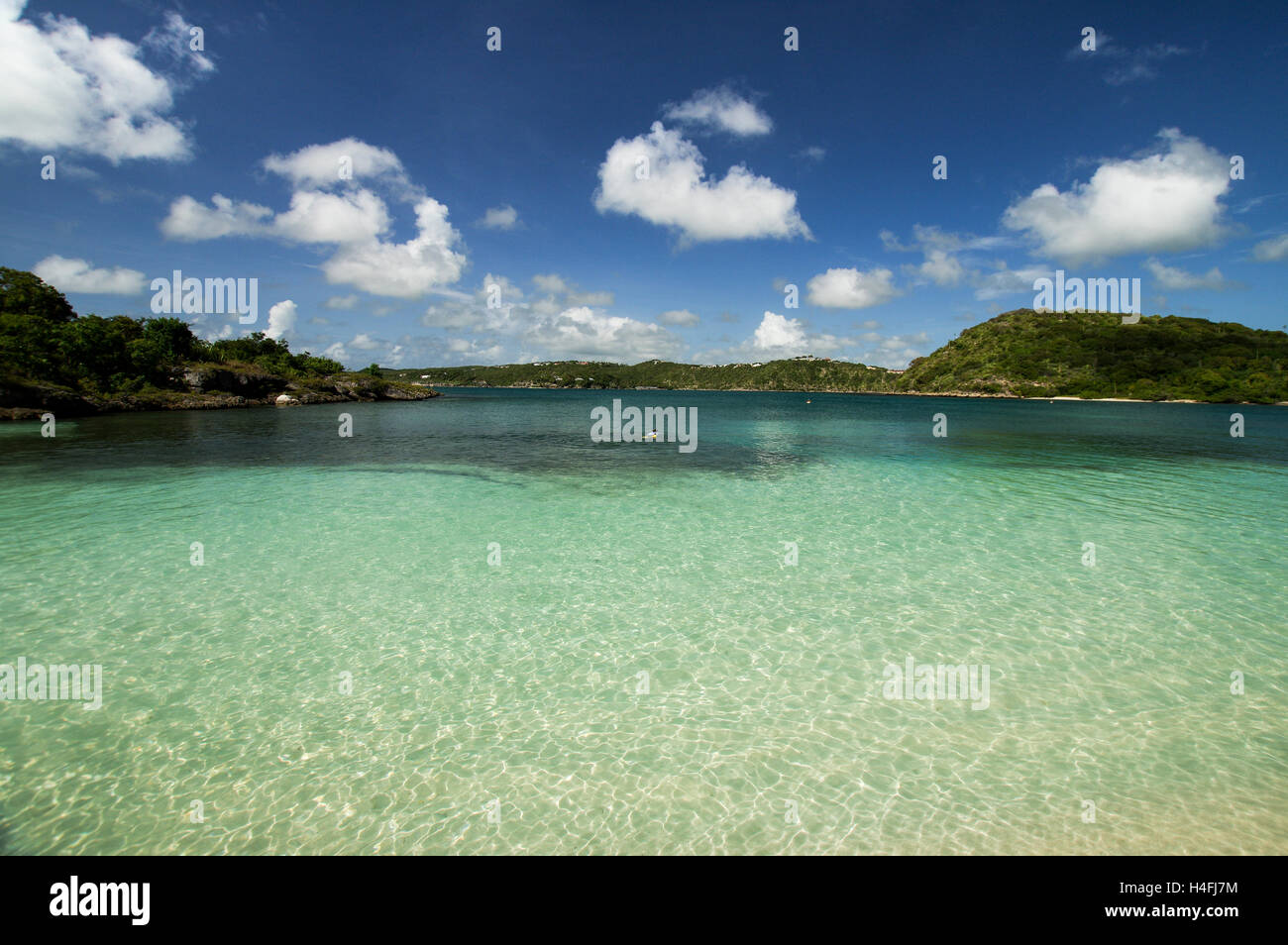 Plage isolée sur l'Île Verte inhabitée au large d'Antigua Banque D'Images