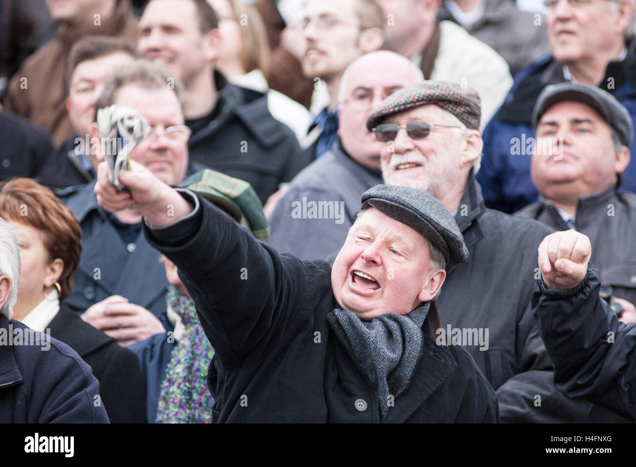 Parieur gagnant adossés.Cheltenham Festival événement course de chevaux qui a lieu chaque année en mars. Recherche nationale réunion de courses plus de sauts,haies,clôtures,Angleterre. U.K Banque D'Images