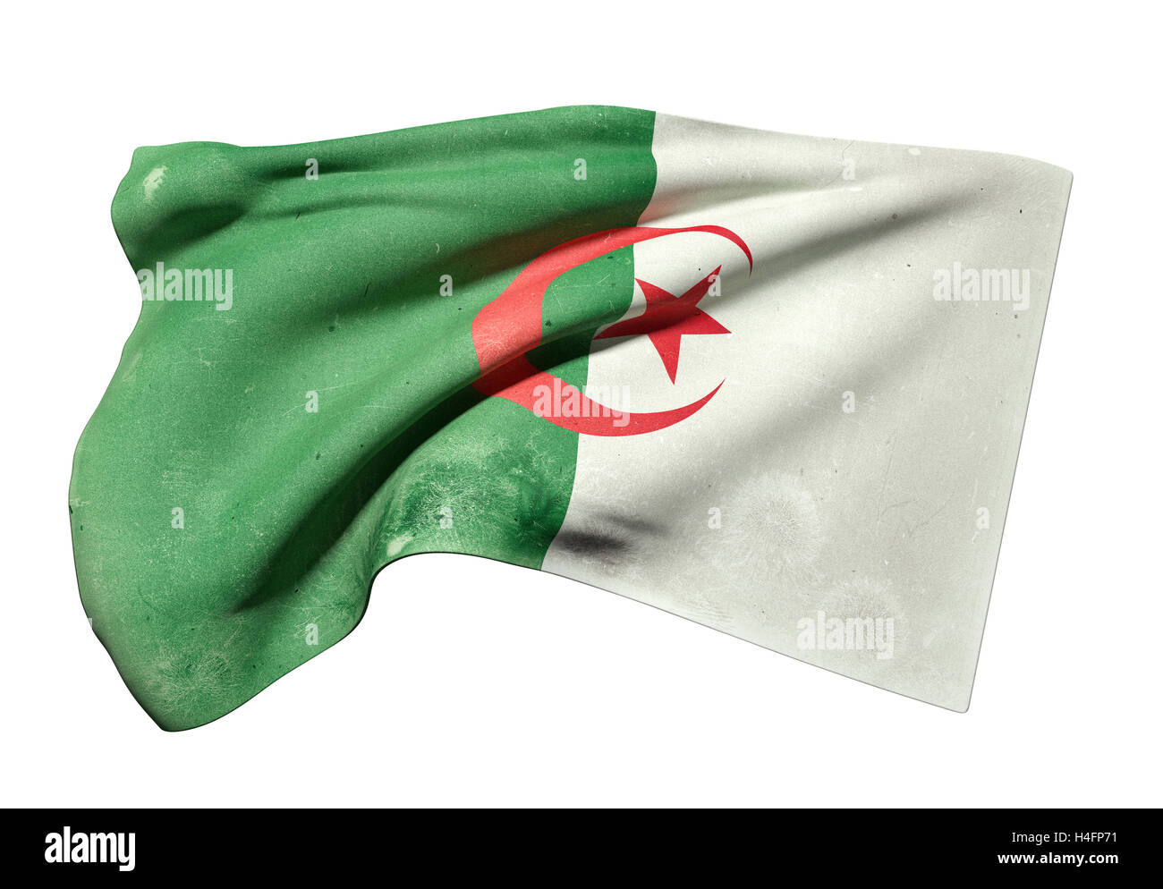 Le rendu 3D de brandir le drapeau de l'Algérie Banque D'Images