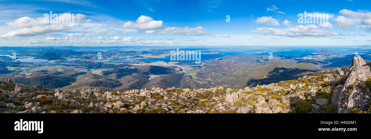 Vue panoramique de Hobart, du Mont Wellington Lookout. La Tasmanie, Australie Banque D'Images