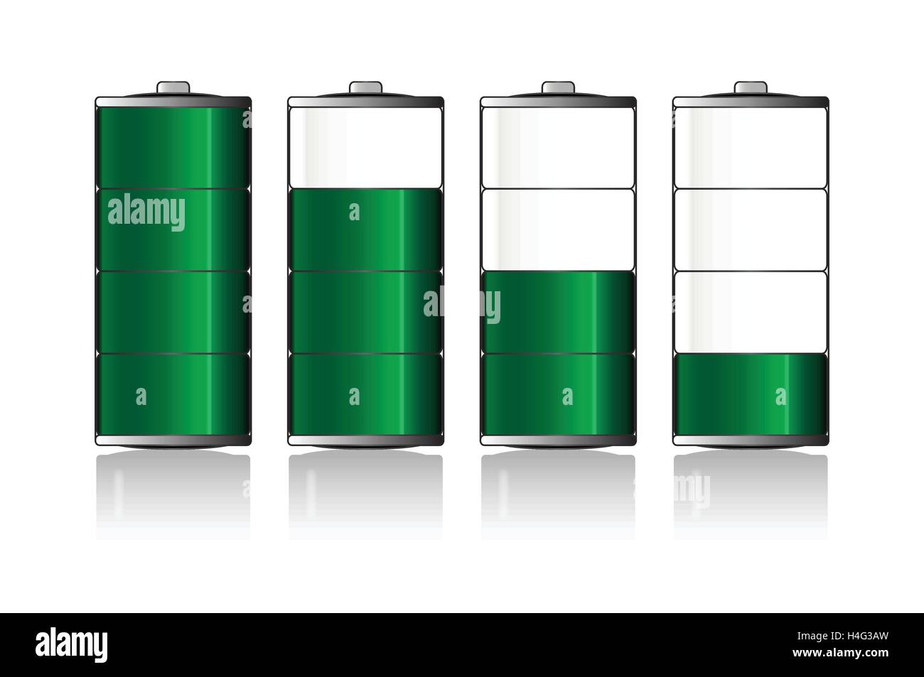 Indicateur de charge batterie icônes sur un fond blanc Illustration de Vecteur