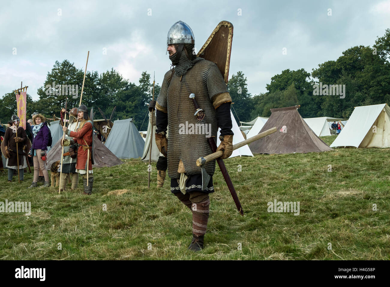 Bataille de Hastings, 950ème anniversaire reconstitution historique dans l'East Sussex, UK Banque D'Images