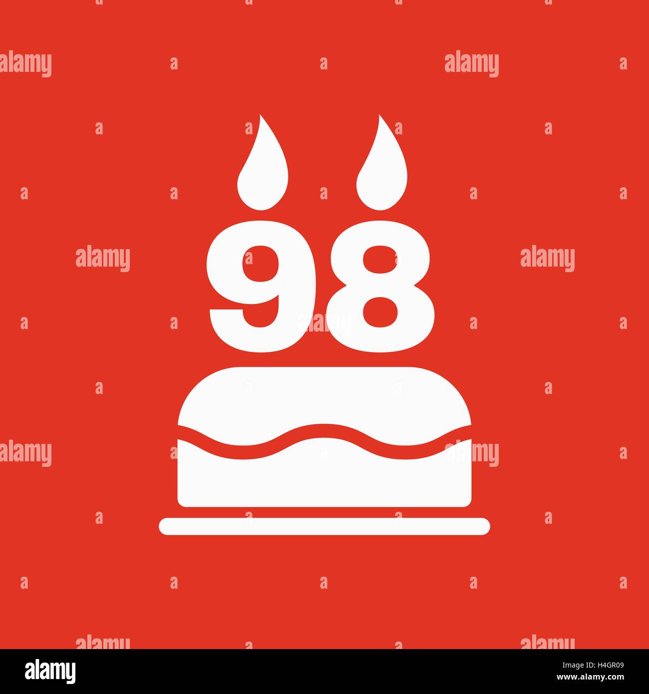 Le gâteau d'anniversaire avec des bougies sous la forme de l'icône numéro 98. Symbole d'anniversaire. Télévision Illustration de Vecteur