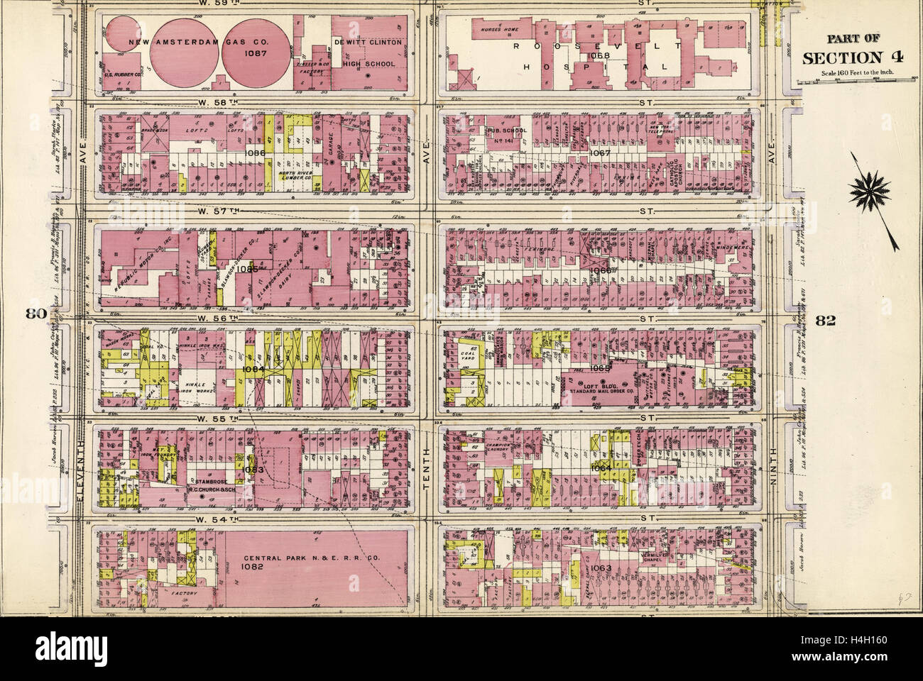 81 de la plaque : délimité par la 59e Rue Ouest, 9e Avenue, 53e Rue Ouest, et 11e Avenue, New York, USA Banque D'Images