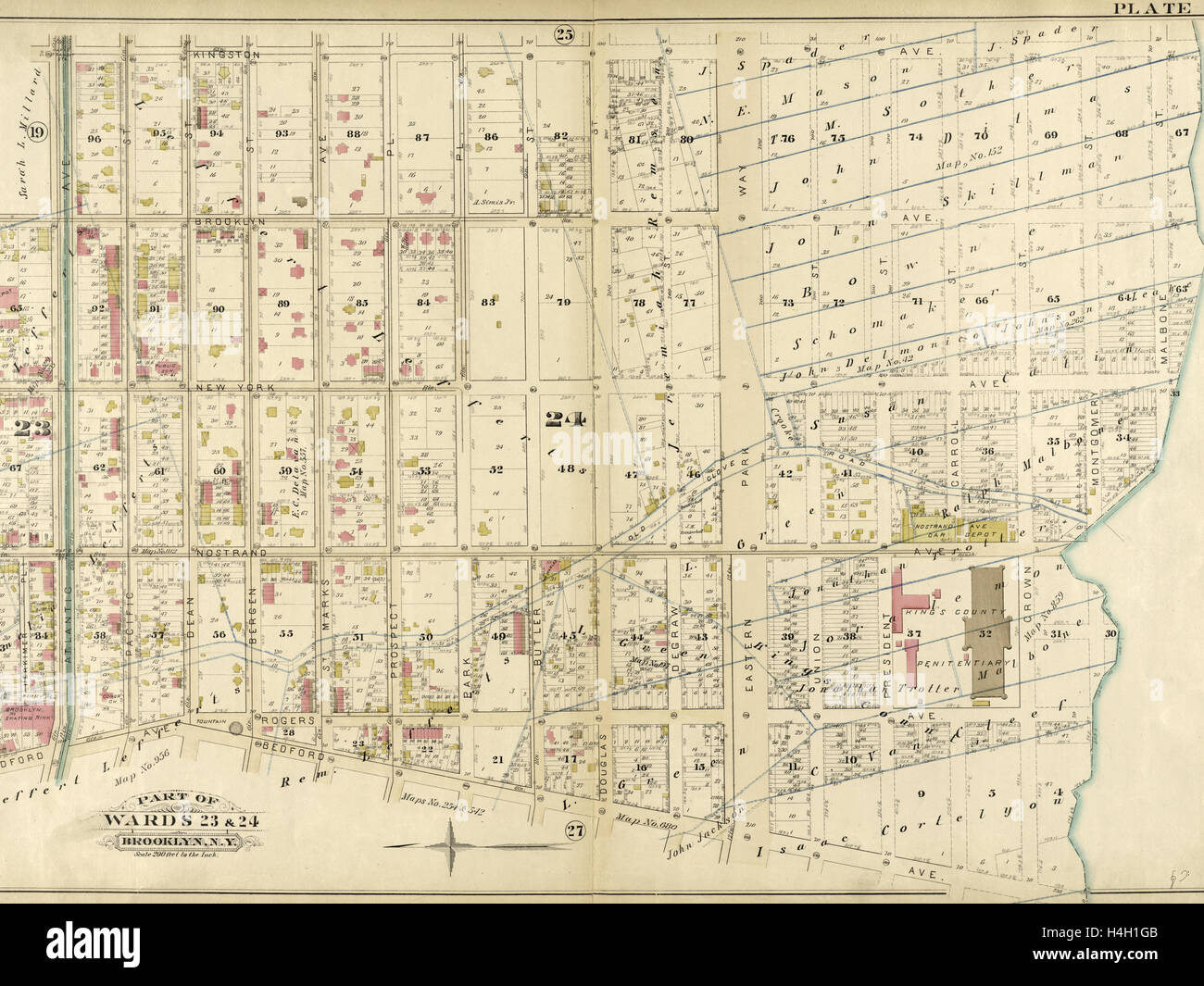 26 : Plaque délimité par l'Avenue Kingston, Malabone Street, New York, avenue Montgomery Street, Rogers Avenue, rue de la Couronne Banque D'Images