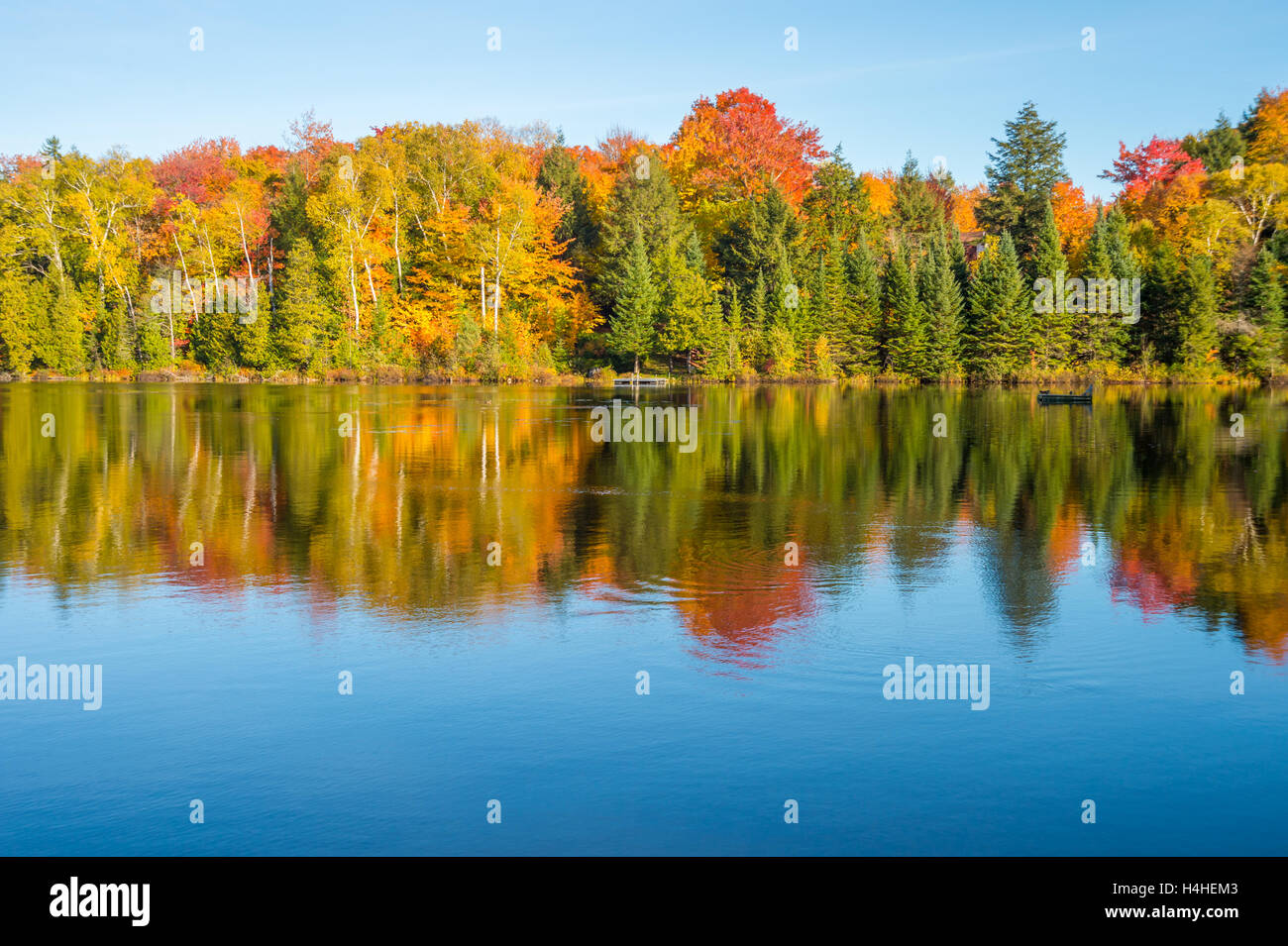 Couleurs d'automne au Québec, Canada (Lac Saint-Amour à Sainte-Anne-des-Lacs) Banque D'Images