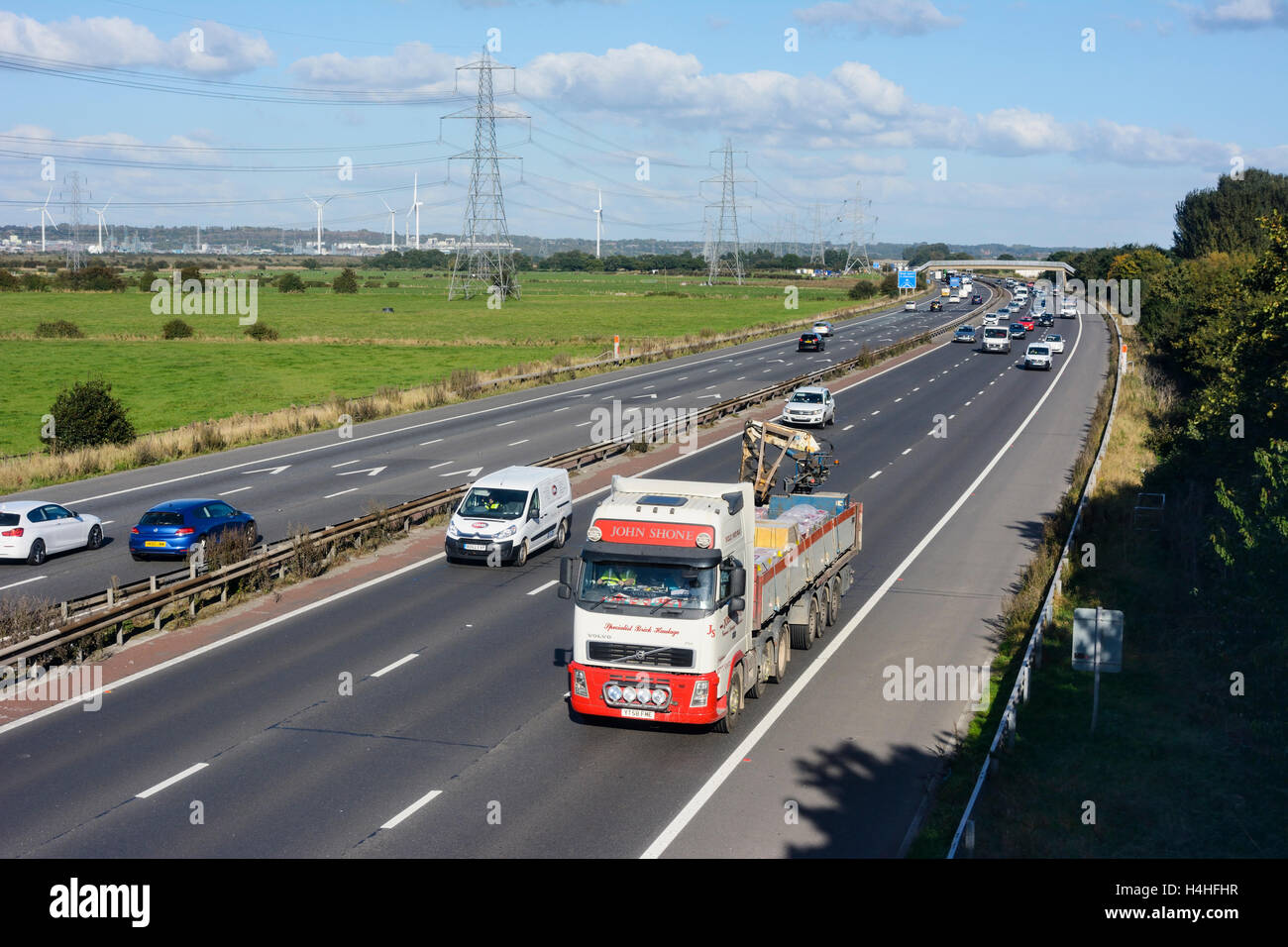 L'autoroute M56 en passant & Frodsham Helsby dans Chesire. Banque D'Images