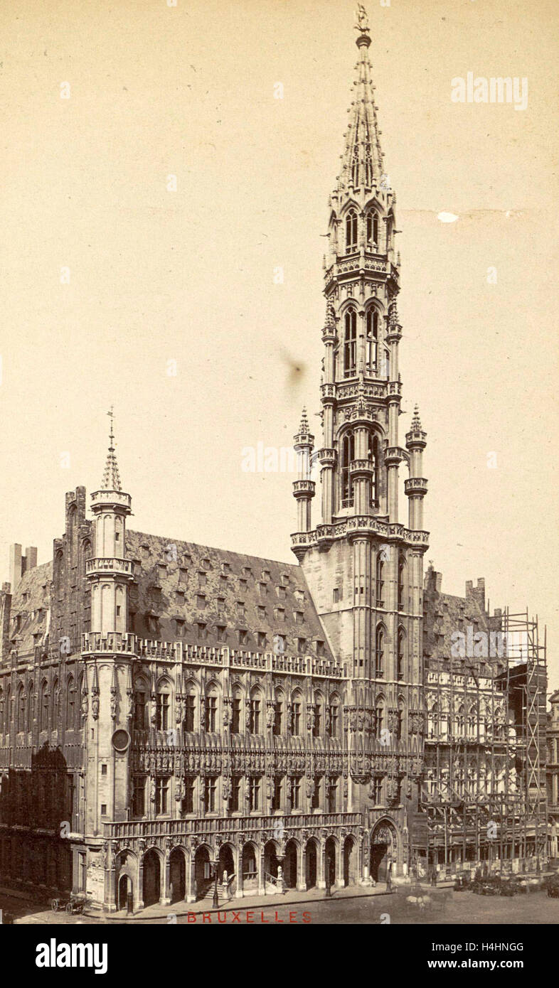 Façade et tour de l'hôtel de ville, Anonyme, 1878 - 1890 Banque D'Images