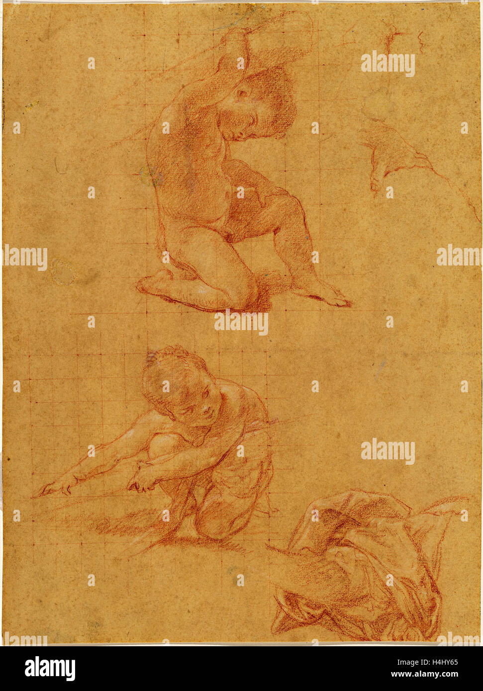 Pompeo Batoni, italien (1708-1787), de l'étude avec deux Putti, c. 1748, craie rouge rehaussée de craie blanche Banque D'Images