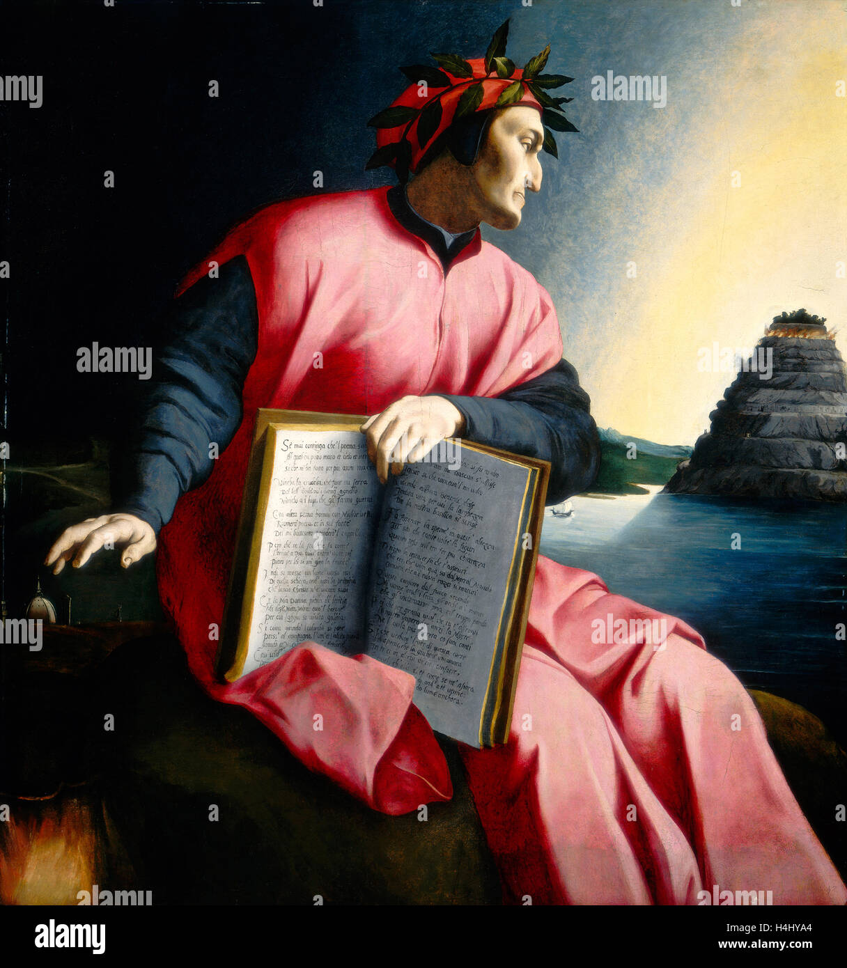 16ème siècle florentin, Portrait allégorique de Dante, fin du 16e siècle, huile sur panneau Banque D'Images