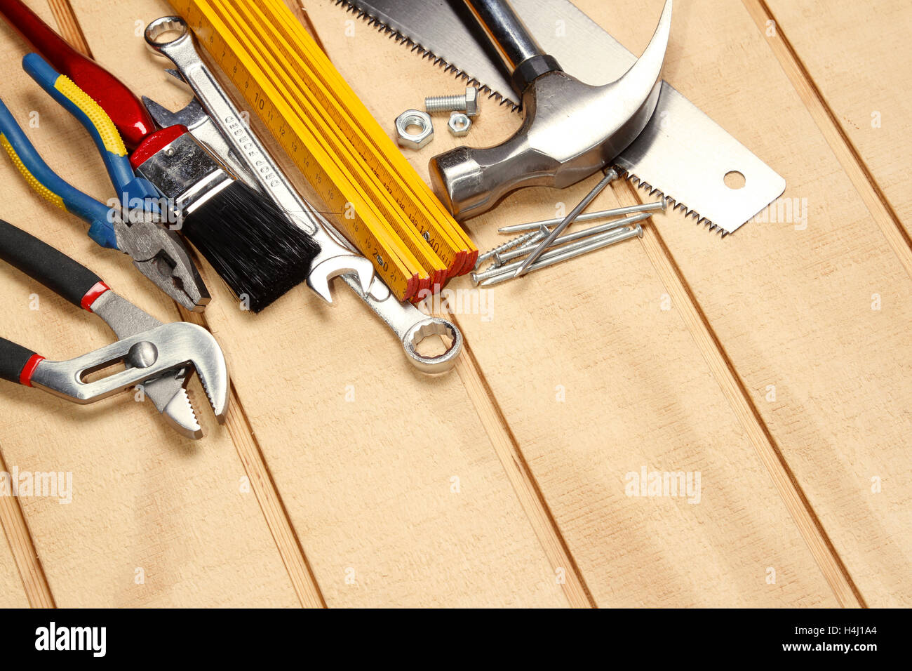 Outils de travail sur bois assortis Banque D'Images