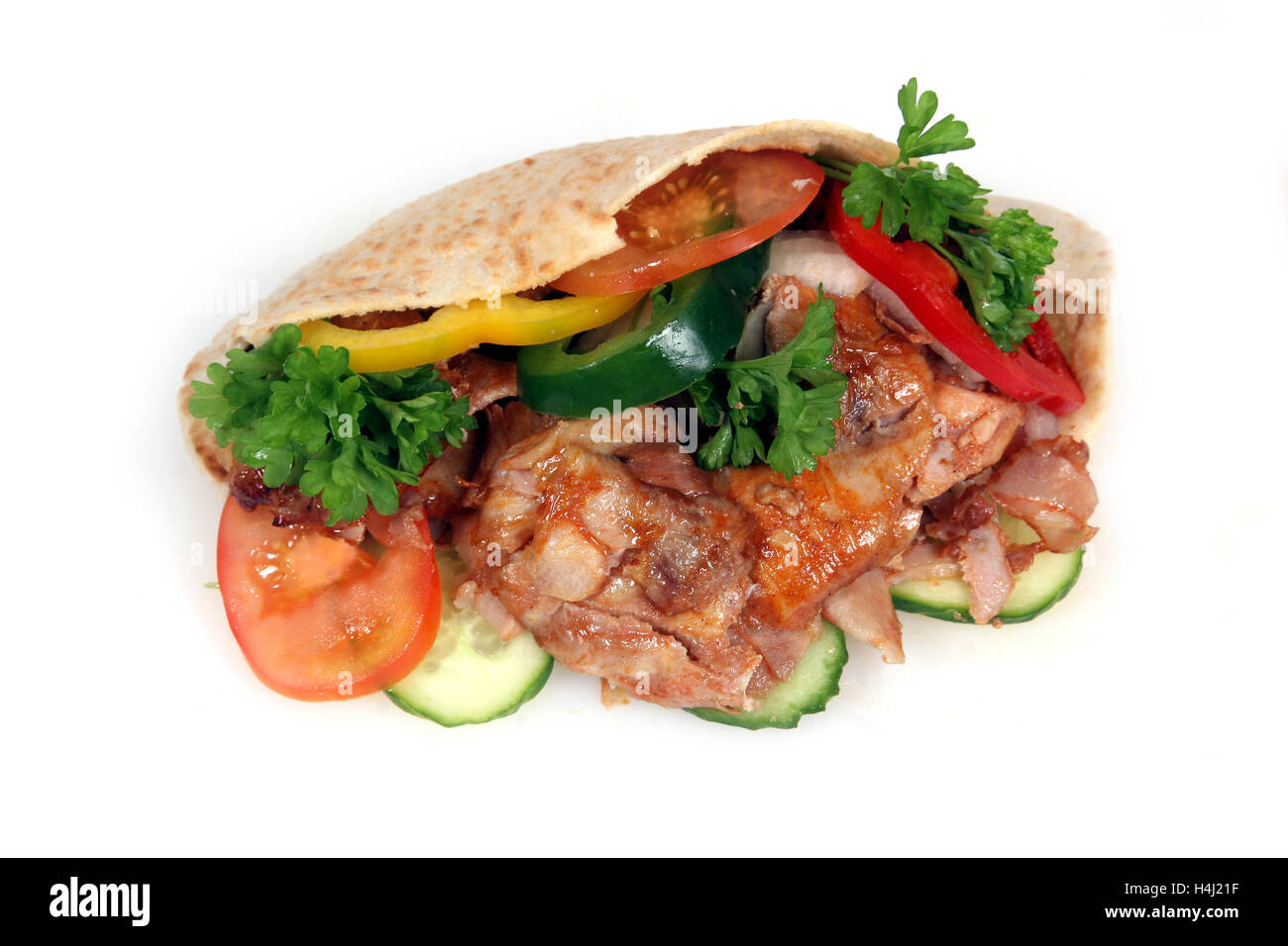 Doner kebab de poulet dans du pain pita Banque D'Images